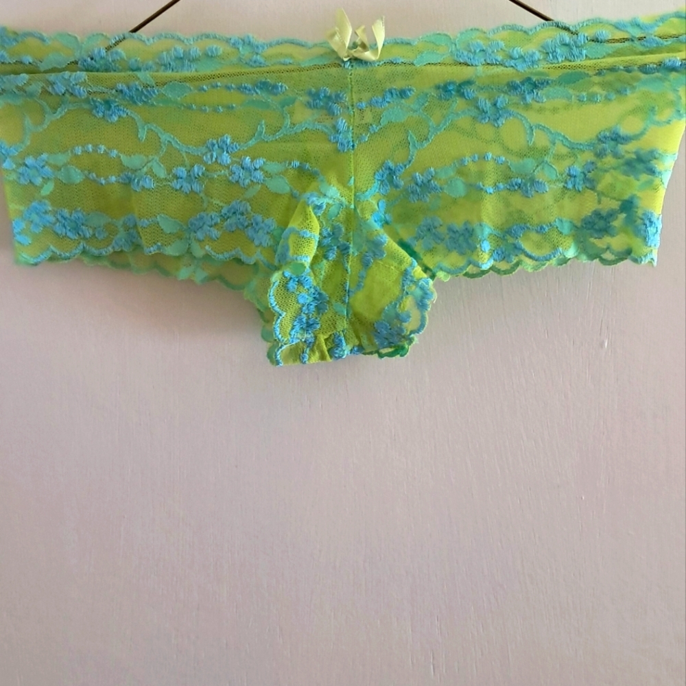 Lace Boyshort Panties - Green and Blue